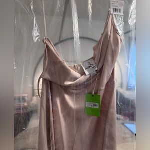 NWT Sam Edelman ecru hammered satin cowl neck midi bridesmaid dress